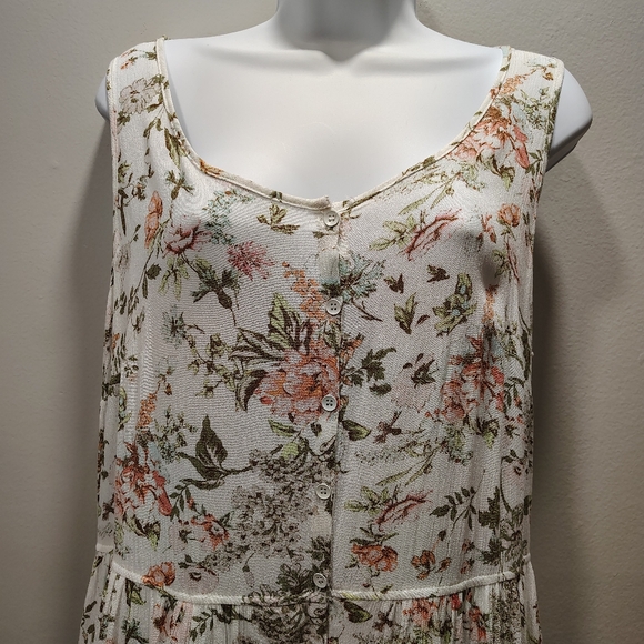 Frye Midi Dress M Button Down Floral Sleeveless Pockets Prairie Cottage Core - Picture 4 of 10